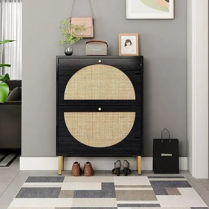 Armoire à chaussures en rotin naturel