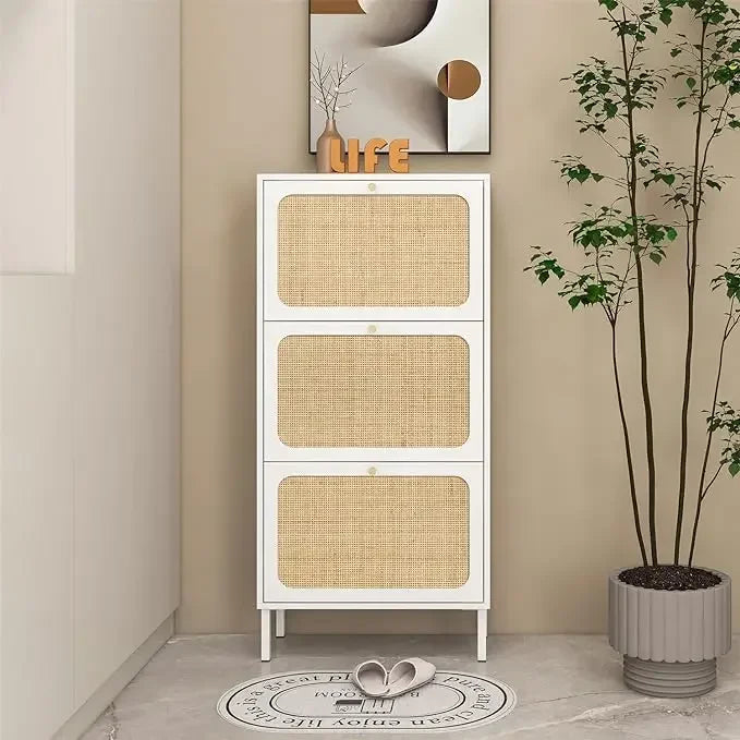 Armoire à chaussures en rotin naturel
