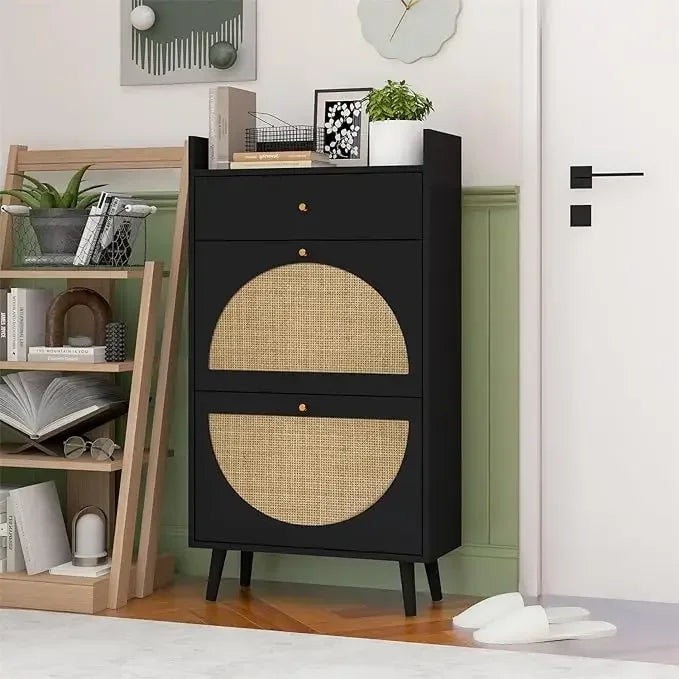 Armoire à chaussures en rotin naturel