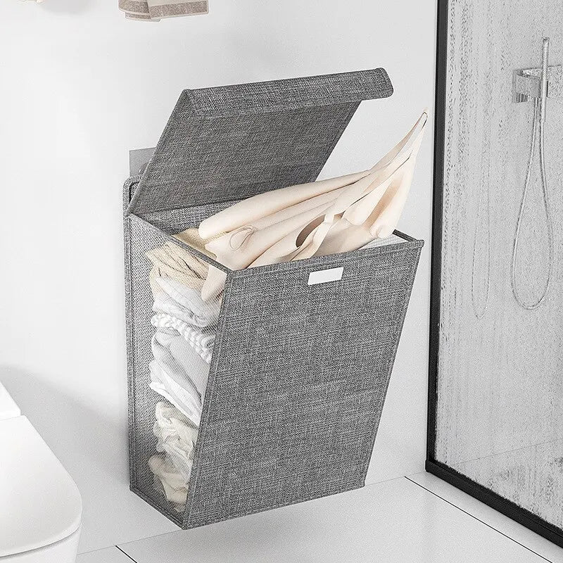Panier à linge pliable adhésif