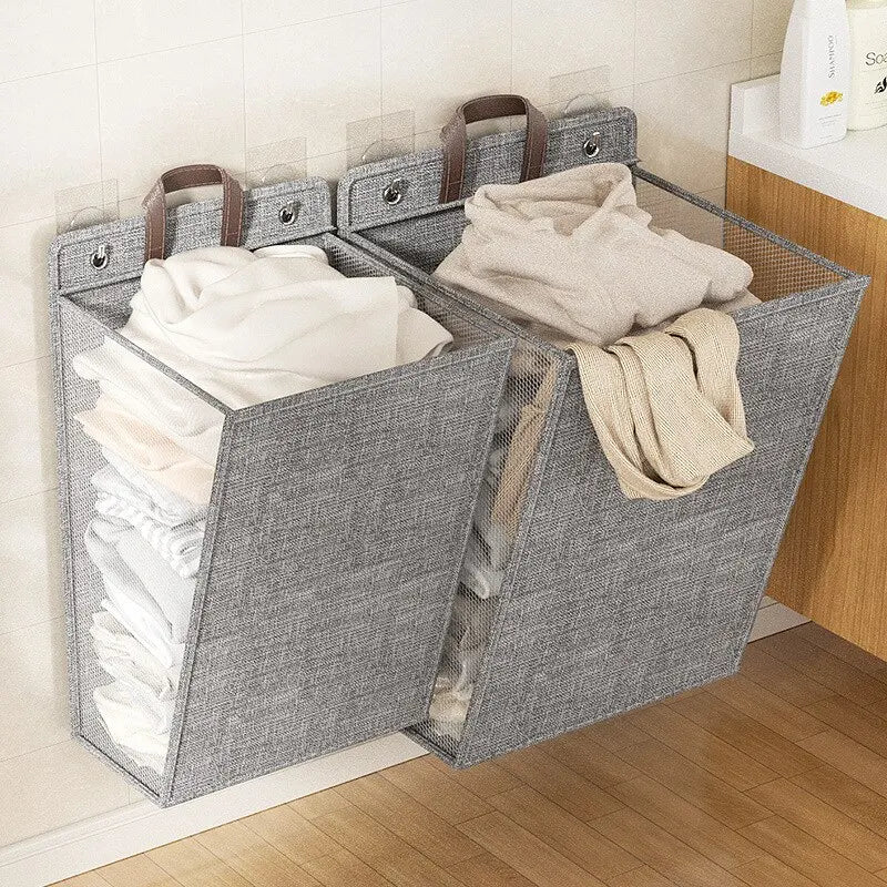 Panier à linge pliable adhésif
