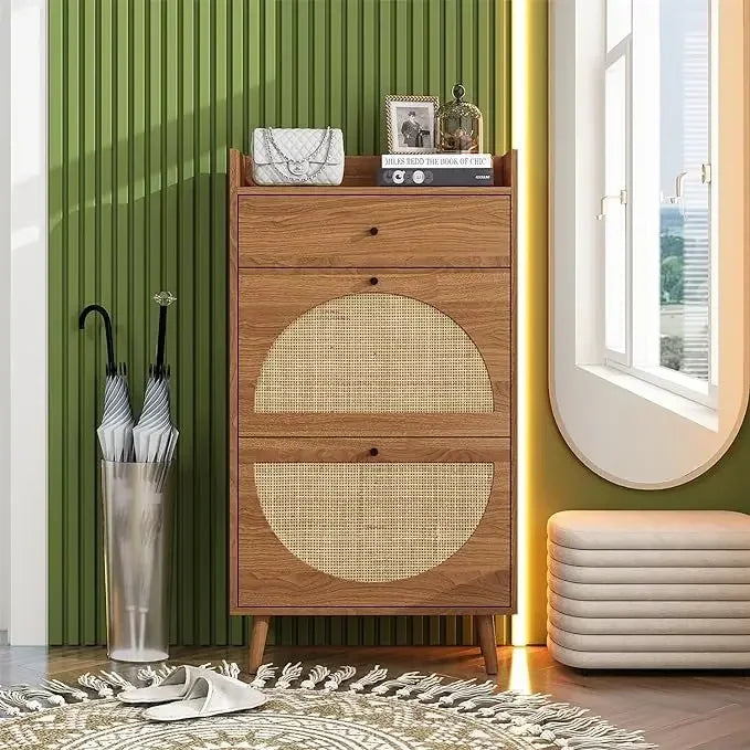 Armoire à chaussures en rotin naturel