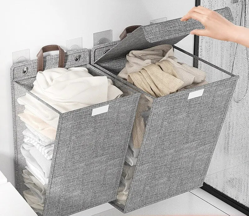 Panier à linge pliable adhésif