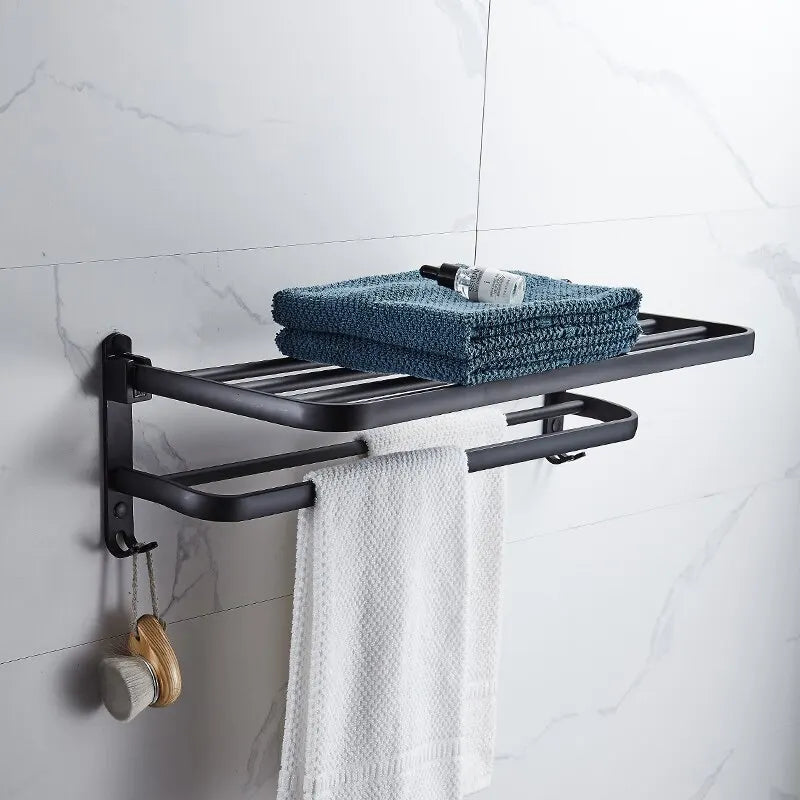 Porte serviettes et étagère – rangement pratique pour salle de bain élégante