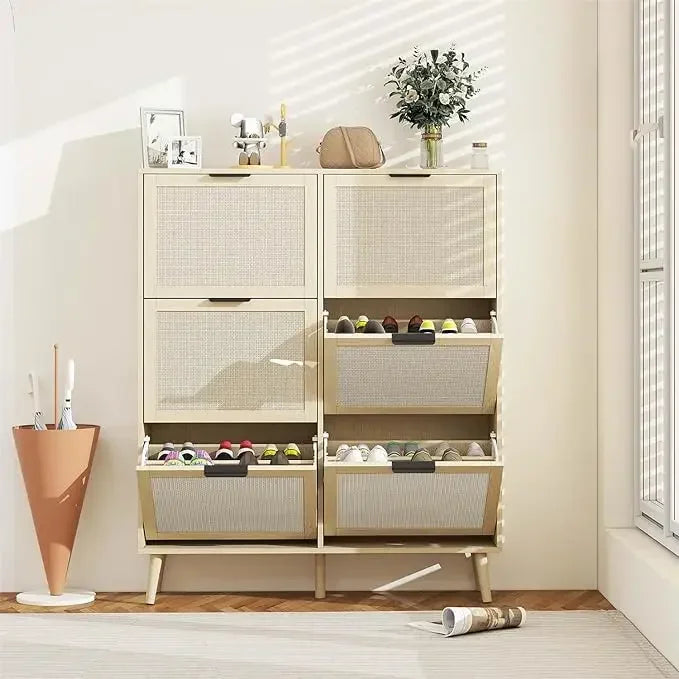 Armoire à chaussures en rotin naturel
