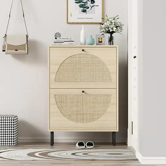 Armoire à chaussures en rotin naturel