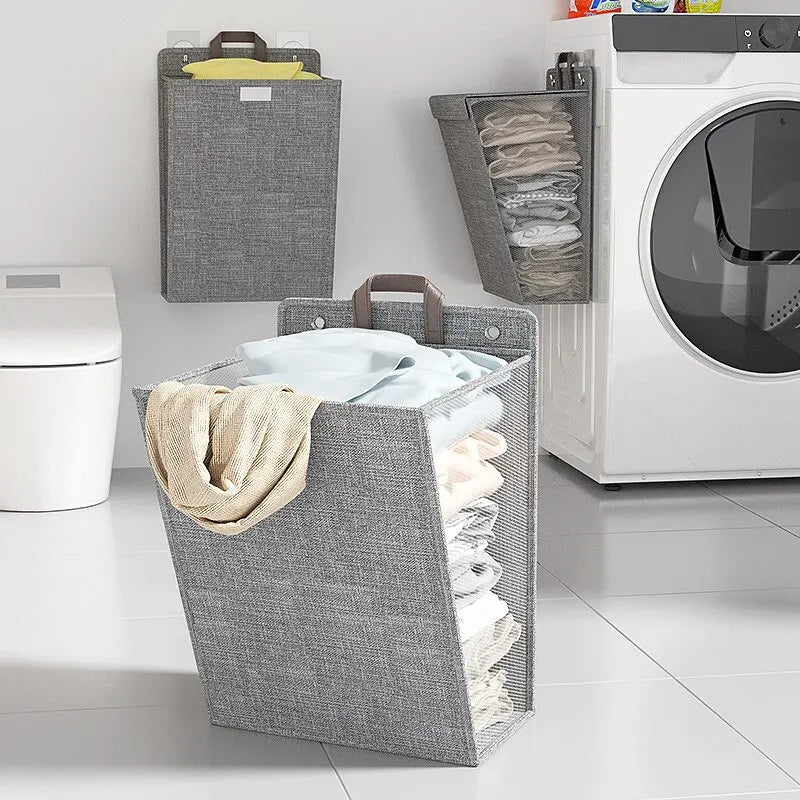 Panier à linge pliable adhésif